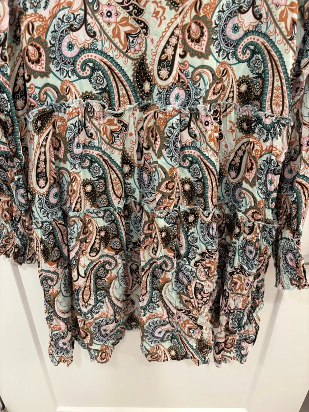 Anthropologie Cady Tiered Tunic Paisley Mock Neck Dress Size Small - Picture 5 of 16